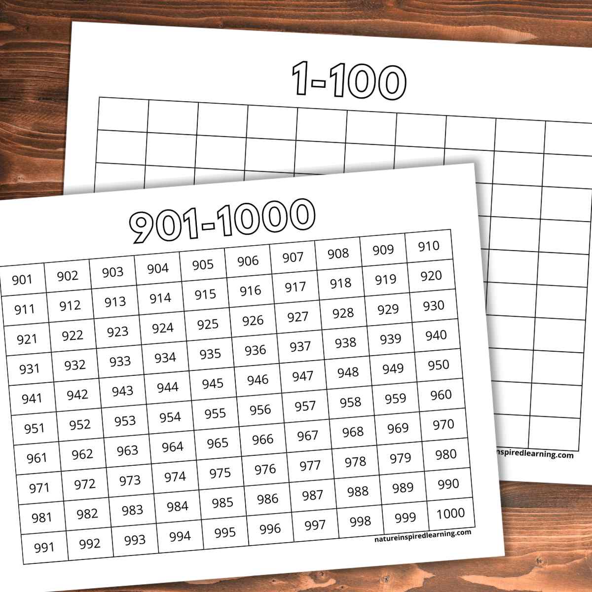 1,000 number charts - nature inspired learning